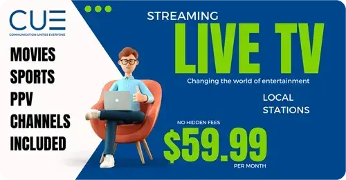 Enjoy 1,000+ live channels, movies, sports, and family-friendly entertainment—without censorship or hidden fees. Cue streaming is a values-driven alternative to mainstream platforms, delivering reliable, high-quality streaming with no contracts. Watch what you want, when you want, with total freedom and control. Cut the cord and take back your entertainment.