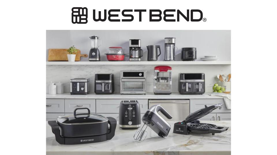 West Bend Kitchen Appliances. Shop Countertop Kitchen Appliances from WestBend! Bread Makers, Blenders, Air Fryers, Rice Cookers, Juicers, Popcorn Machines, Slow Cookers, Toaster Ovens, Ice Makers and more.Take on coveted family recipes or viral food sensations with easy-to-use, chic yet affordable kitchen solutions.