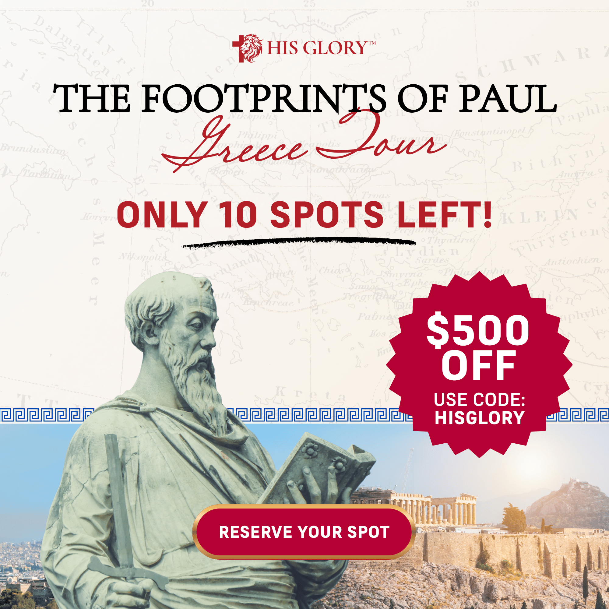 The Footprints of Paul Greece Tour - Only 10 spots left - $500 off with code HISGLORY